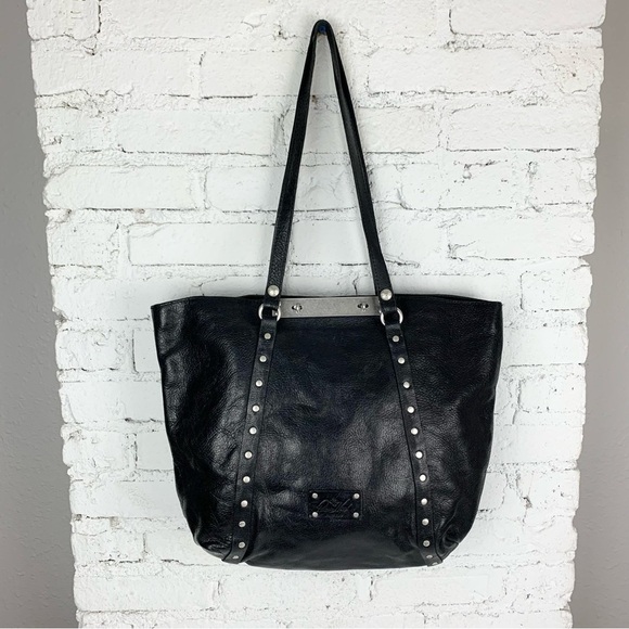 Patricia Nash Benvenuto Black Studded Turn Lock Open Large Tote Bag Purse - Picture 1 of 16